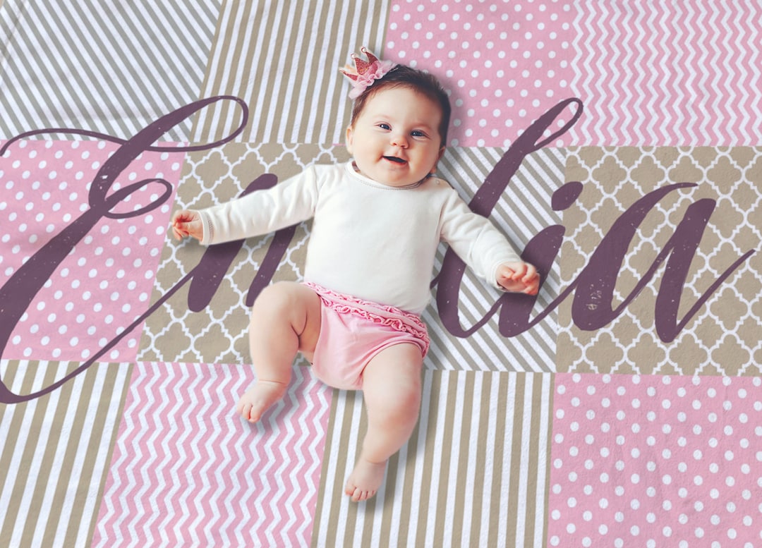 Custom Baby Name Blanket Newborn Baby Gril Blanket Swaddling Blanket