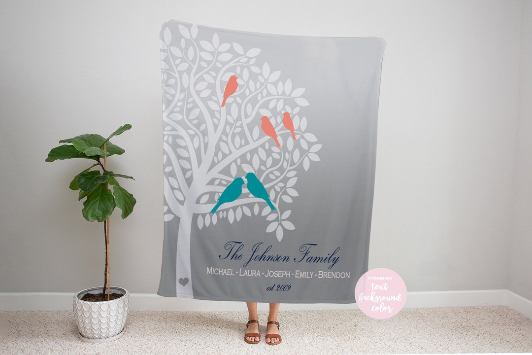 Personalized Family Tree Blanket, Family Name Blanket, Family Tree Gift, Family Name Blanket