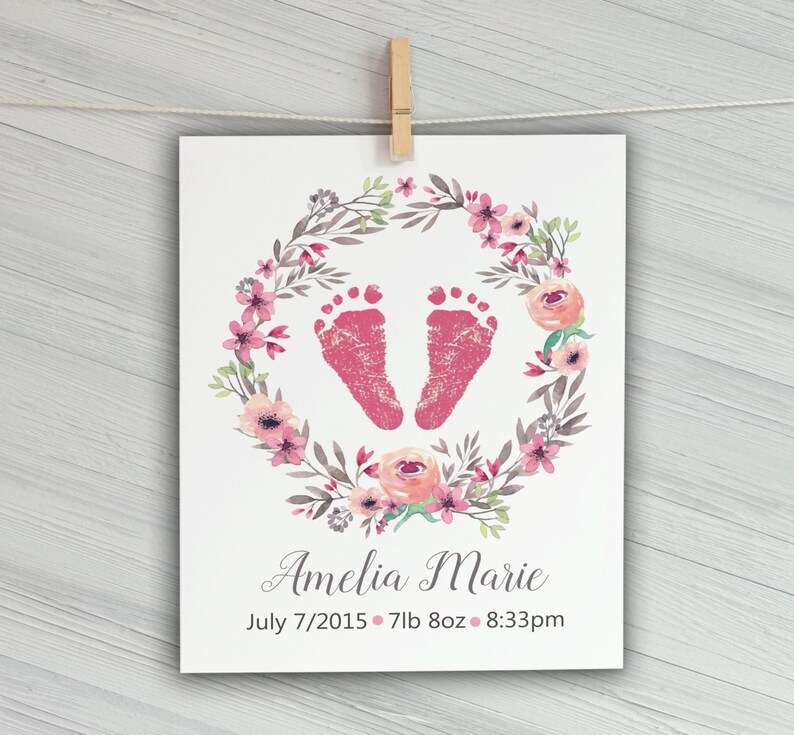 Custom Nursery Wall Art Baby Girl Print Personalized Baby Etsy