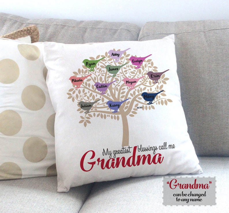 Personalized Grandma Gift, Grandmother Gift, Grandchildren Gift, Mother's Day Gift for Grandma, Throw Pillow/Cover, Custom Gift for Mom image 1