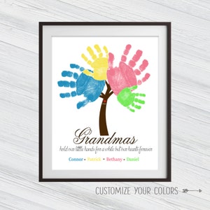 Grandmother Gift Idea - Sibling Wall Art - Handprint Art - Grandparents Gift - Personalized Print - Grandma Quote - Mother's Day Gift Idea