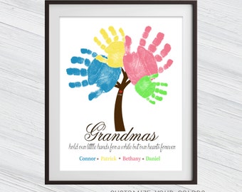 Grandmother Gift Idea - Sibling Wall Art - Handprint Art - Grandparents Gift - Personalized Print - Grandma Quote - Mother's Day Gift Idea