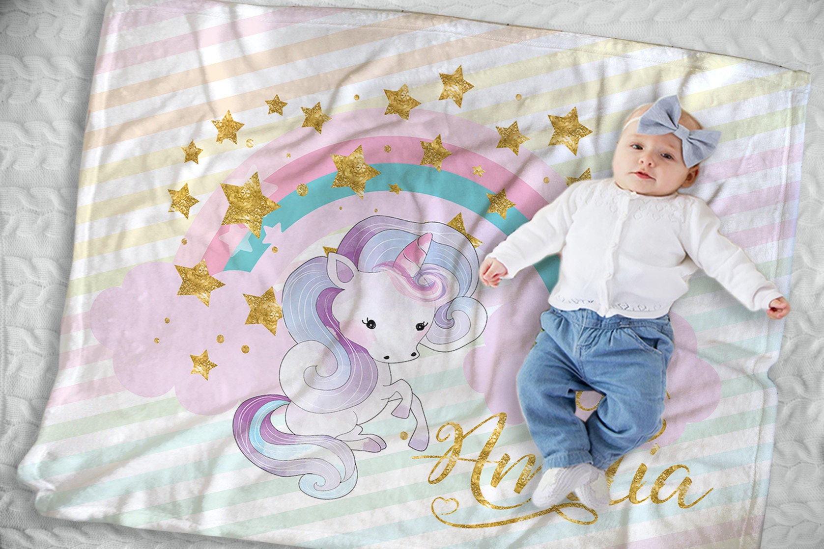 Couverture Bébé Licorne - Décoration de Crèche Cadeau Licorne Bébé Fille Literie Baby Shower Idée Ca