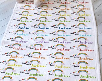 Rainbow Baby Blanket - Personalized Rainbow Baby Blanket - Rainbow Blanket - Rainbow Baby Gift - Rainbow Nursery - Personalized Baby Blanket
