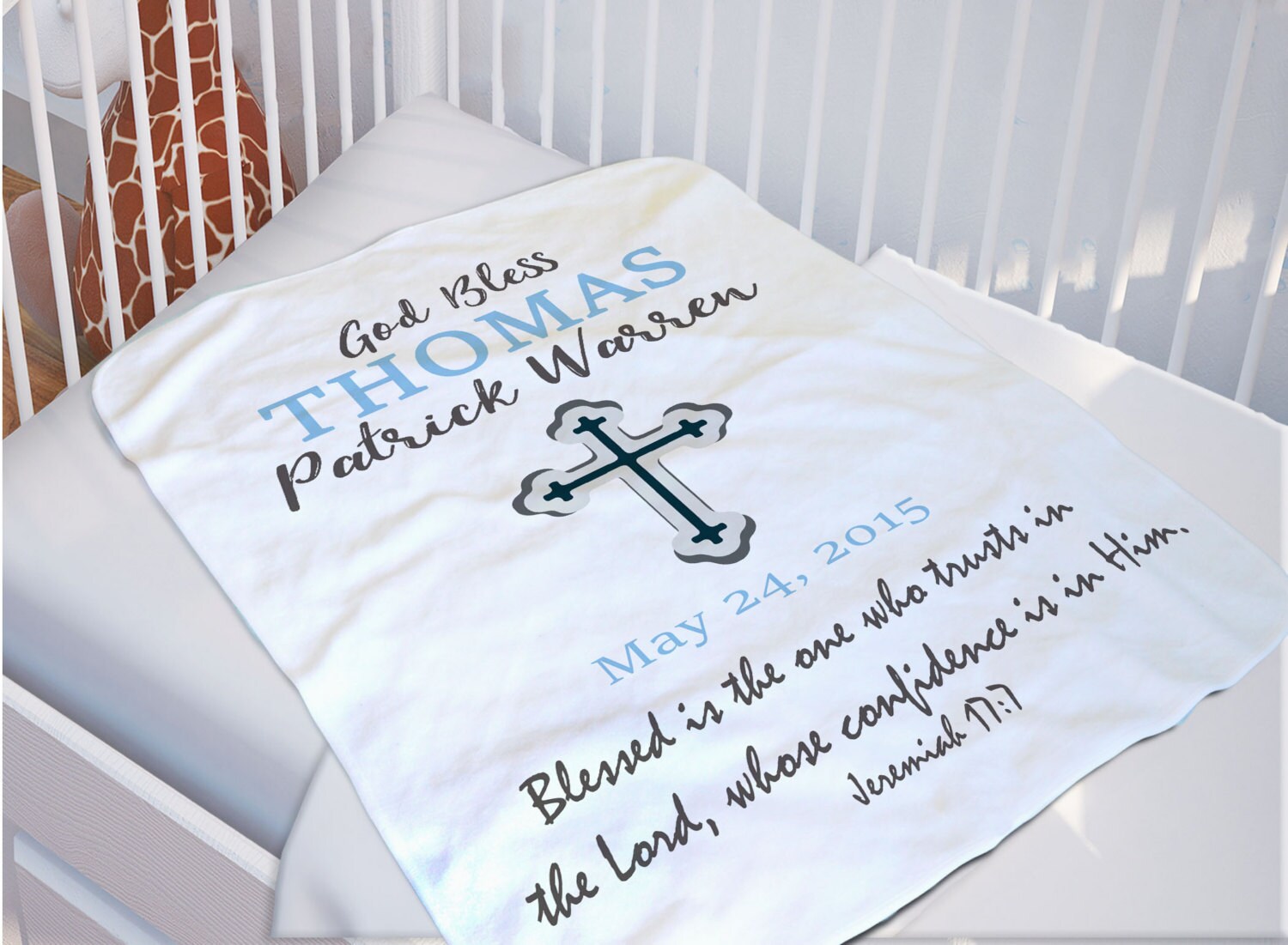 Personalized Baptism Blanket Christening Blanket Christening Gift