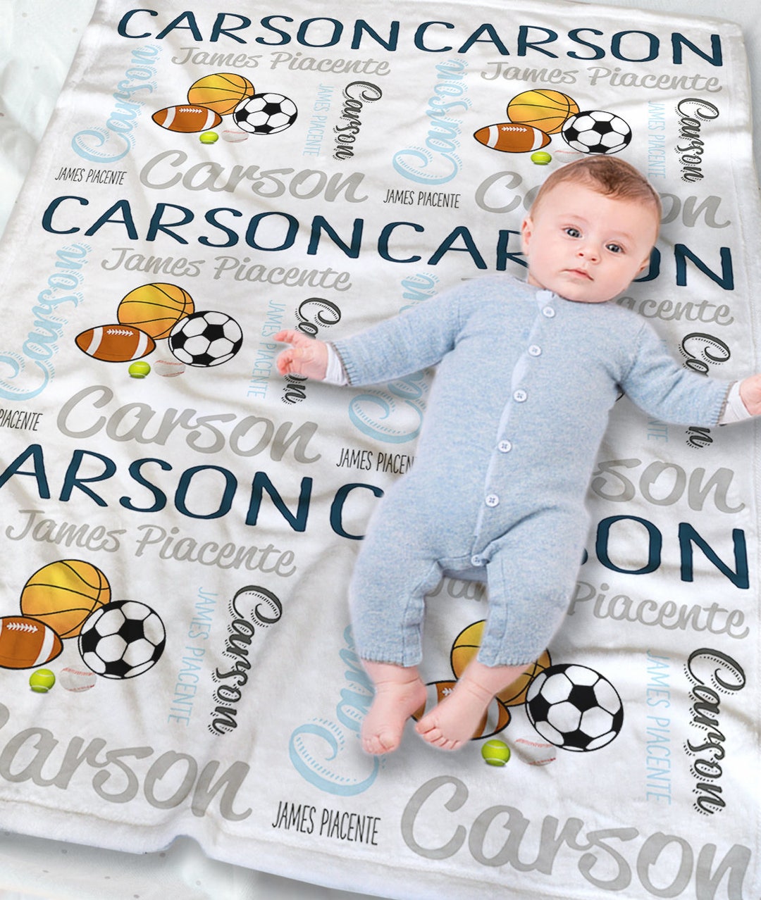 Sports Baby Blanket Personalized Baby Blanket Newborn Blanket Sports