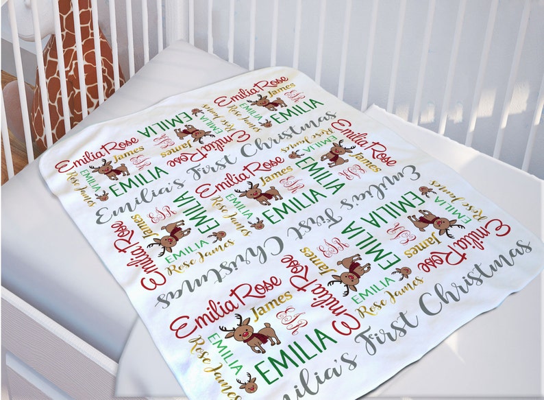 First Christmas Baby Blanket Personalized Baby Blanket Etsy