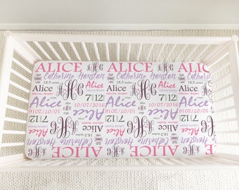 Monogrammed Baby Girl Crib Sheet - Newborn Baby Girl Gift - Baby Shower Gift - Newborn Photo Prop - Personalized Baby Gift - Crib Sheet