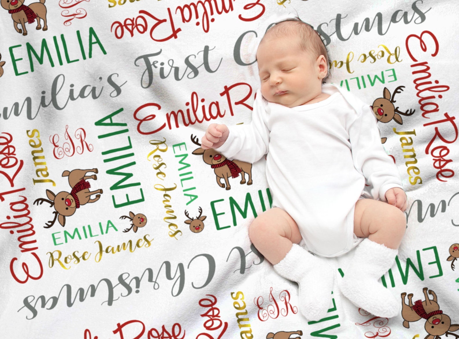 First Christmas Baby Blanket Personalized Baby Blanket Etsy