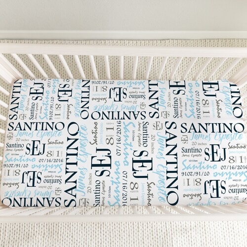 Custom Name Fitted Crib Sheet Etsy
