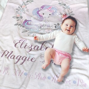 Unicorn Baby Blanket - Personalized Baby Blanket - Baby Swaddle - Baby Shower Gift - Baby Girl Blanket - Unicorn Nursery Decor - Unicorns