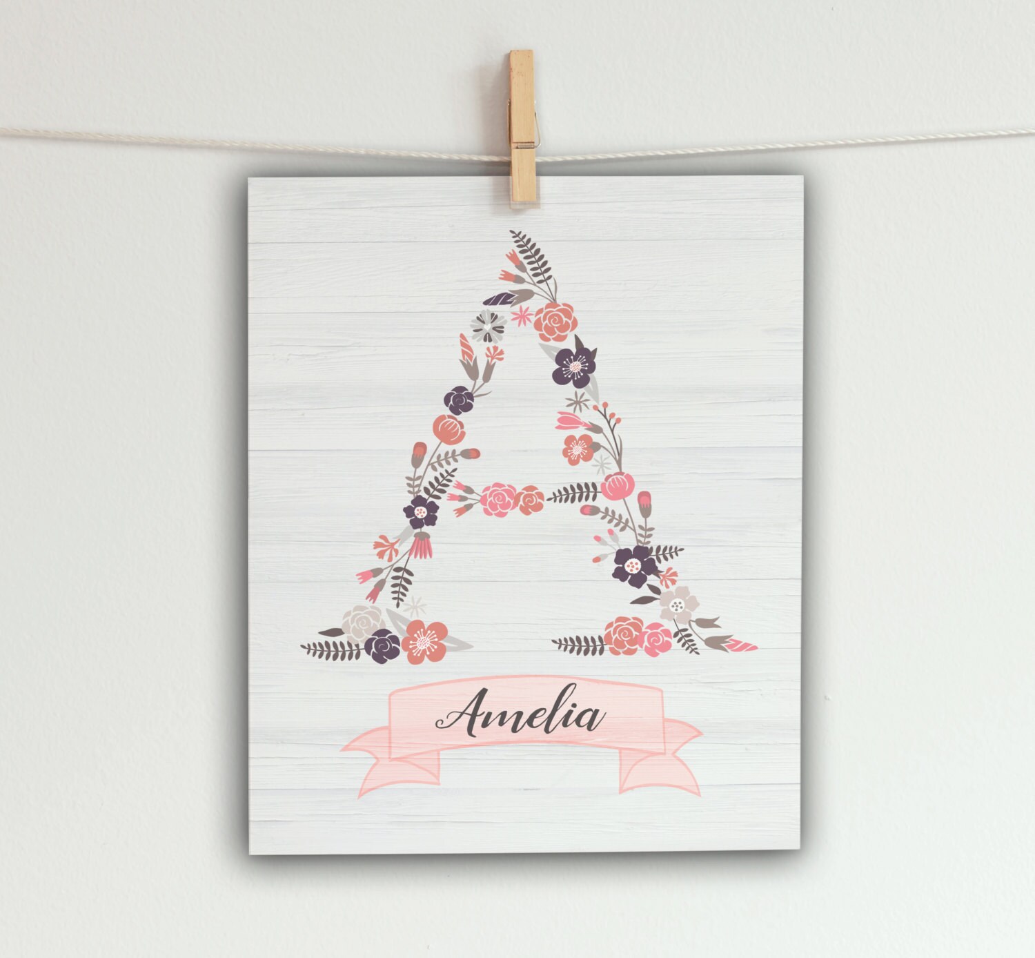 Baby Girl Nursery Wall Decor Baby Name Wall Art Etsy