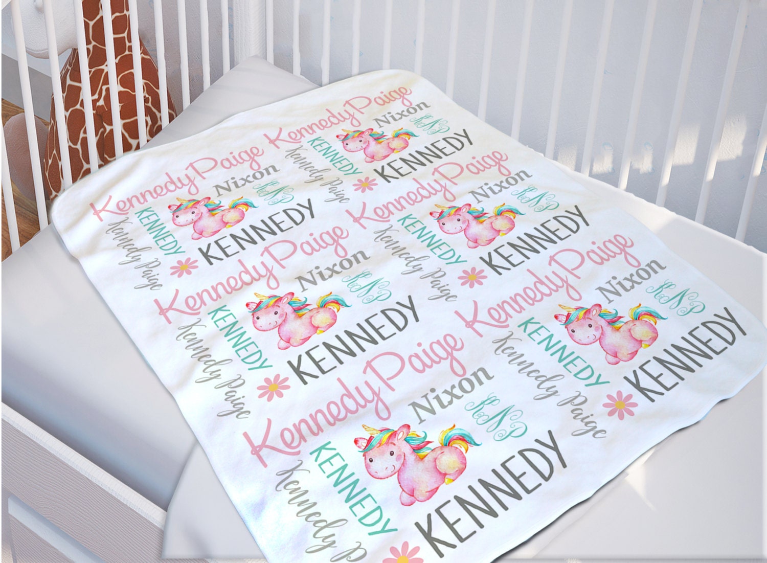 Cotton Swaddle Receiving Baby Blanket - Unicorn main image 1