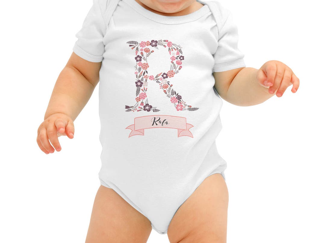 Floral Baby Gown Floral Baby Outfit Baby Initial Gift Baby Etsy