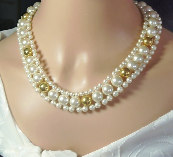 Vintage napier faux pearl necklace deals