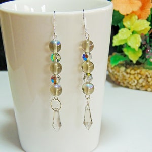 Handmade Crystal Beaded Smoke Drop Earrings