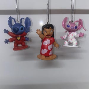 Disney Lilo and stitch set of 3 Childrens Characters Christmas Tree Decorations