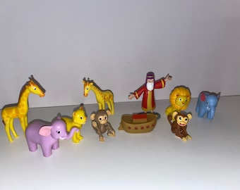 Noahs Ark and Animals set of 10 plastic Cake Toppers