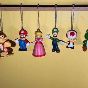 set of 6 Super Mario and Luigi Childrens Characters Christmas Tree Decorations