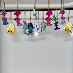 Trolls mix set of 12 Childrens Characters Christmas Tree Decorations