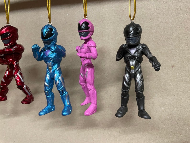Power Rangers Tree Power Rangers Set of 5 Childrens Characters Christmas Tree Decorations ...