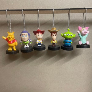 Disneys Toy Story AND Winnie The Pooh set of 6 Childrens Characters Christmas Tree Decorations