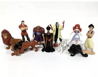 Disneys Heroes and Villians set of 10 plastic Cake Toppers