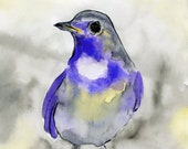 Blue Songbird with Long Legs Fine Art Print 5 x 7 Inches