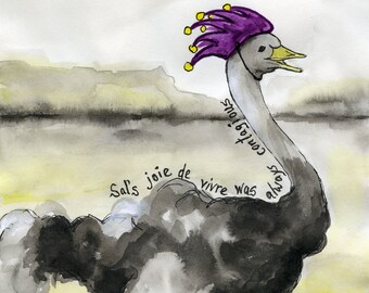 Sal the Ostrich Fine Art Print 5 x 7 Inches