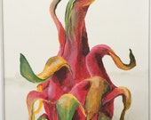Dragonfruit Original Acrylic Ink Painting 6 x 8 Inches