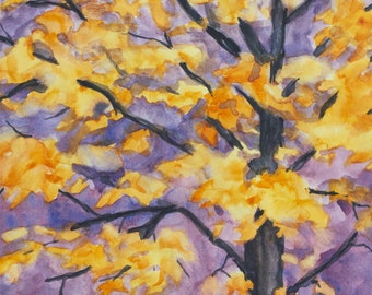 Maple Tree Autumn Colors Original Watercolor Painting Approx. 6 x 8 Inches