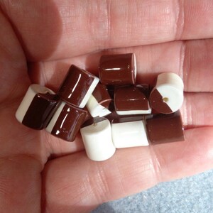 Beads, Acrylic Tube Beads, Brown and White Acrylic Tube Beads 11x10mm. Listing is for 10 Beads