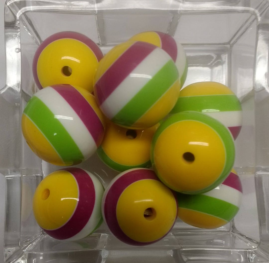 Beads Acrylic Beads Colorful 20mm Striped Acrylic Beads 3mm Etsy