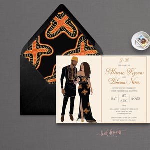 Kameni - Marié avec chapeau traditionnel|Faire-part de mariage coutumier africain| Invitation Moderne|Style camerounais|Invitation numérique