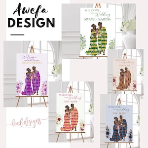 Awefa | African Wedding Welcome Sign | Kente Traditional Ceremony Sign |Ghana Côte d’Ivoire Togo Decor| Traditional Engagement |Digital File
