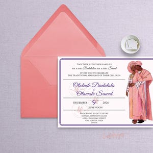Ade Rose Gold - Invito a nozze Yoruba - Ade Design / Aso Oke & Agbada / Invito culturale nigeriano / File digitale