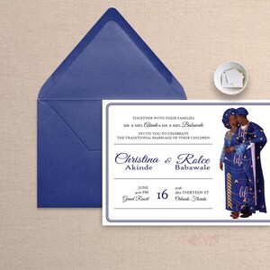 Ade Blue - Invito di nozze Yoruba - Ade Design / Aso Oke & Agbada / Invito culturale nigeriano / File digitale