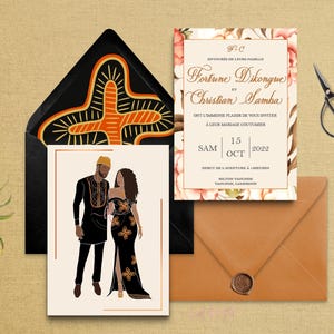 Kameni – Marié avec chapeau traditionnel | Faire-part de mariage africain | Mariage Coutumier Africain |invitation numérique