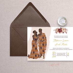 Awefa - Nuances de brun|Faire-part de mariage africain|Kente/Kita | Carte d’invitation pour fiançailles africaines|Ivoirien|Format numérique