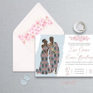 Awefa/Digital File Single Sided Invitations /Traditional Wedding Invitation/ Wedding Stationery/African Wedding Invitation/Design/Ghana/