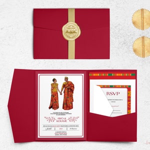 Ahou (fichier numérique) // Faire-part de mariage traditionnel // Papeterie de mariage // Faire-part de mariage africain// Design personnalisé// Afrique de l'Ouest