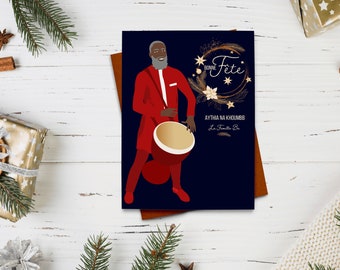 Deweneti ( Digital File) //Christmas Cards // Carte de Noel // Parties Stationery /Custom Design/Illustration/African Dance