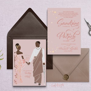 Kalisa/Digitale Datei Doppelseitige Einladungen/Traditionelle Hochzeitseinladung/Hochzeits-Einladung/Ruanda/Burundi/Umushanana