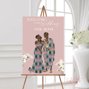 Cartello di benvenuto Awefa/Cerimonia di fidanzamento tradizionale/Cartoleria per matrimoni/Matrimonio tradizionale africano/Design personalizzato/Ghana/File digitale