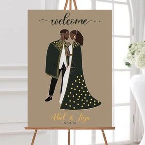 Liya/(File digitale) Cartello di benvenuto/Invito a nozze tradizionale/Cancelleria per matrimoni/Matrimonio africano tradizionale/Design personalizzato/Etiopia