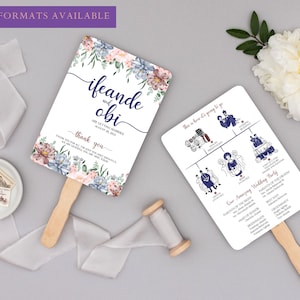 Modello di programma di cerimonia / Fan del programma / Matrimonio tradizionale africano / Mariage Coutumier / Stampabile / Timeline del programma / Yoruba / Nigeria