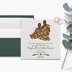 File digitale variante Akou Kente/Kita/Invito di nozze tradizionale/Cartoleria per nozze/Invito di nozze africano/Design/Africa occidentale