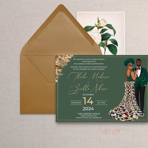 Themba (Digital File) Einseitig / Traditionelle Afrikanische Hochzeitseinladung / Hochzeitseinladung / Hochzeitseinladung / Illustration / Design / Südafrika-Hochzeit