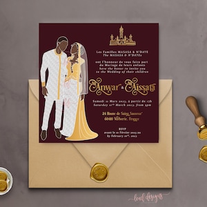 Dalanda | Faire-part Mariage Africain Dalanda | Tenue Bazin Riche | Mariage Musulman Ouest Africain | Numérique