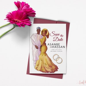 Bako (Digital File) // Save the date // Wedding Stationery // African Wedding // Custom Design// West Africa//Illustration//Nigeria//Senegal